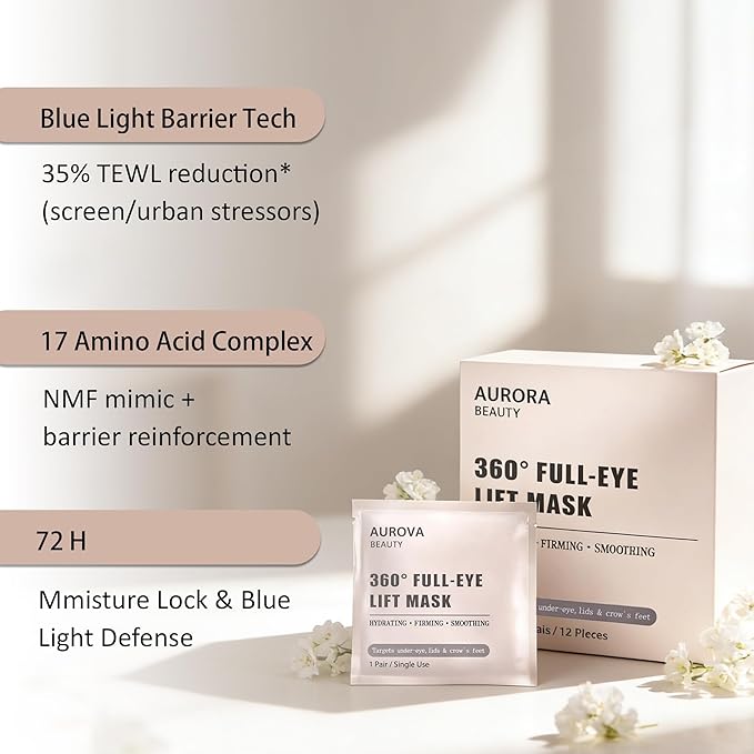 Aurova Beauty Eye Mask, Eye Mask with Bio-Collagen Peptide Complex & Vitamin C (1Set/12 Patch)