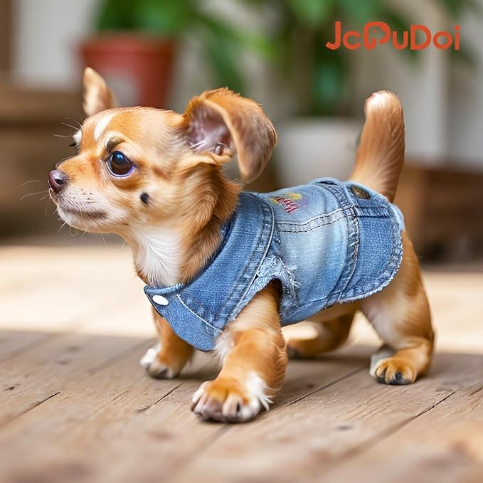 Birthday Gift,Small Dog Jeans Jacket,Denim Pet Coat,Puppy Clothes Overalls | JcDuDoi Washed Classic Dog Cat Costumes Vest Outfit T-Shirts Boy Girl Male (XX-Large )