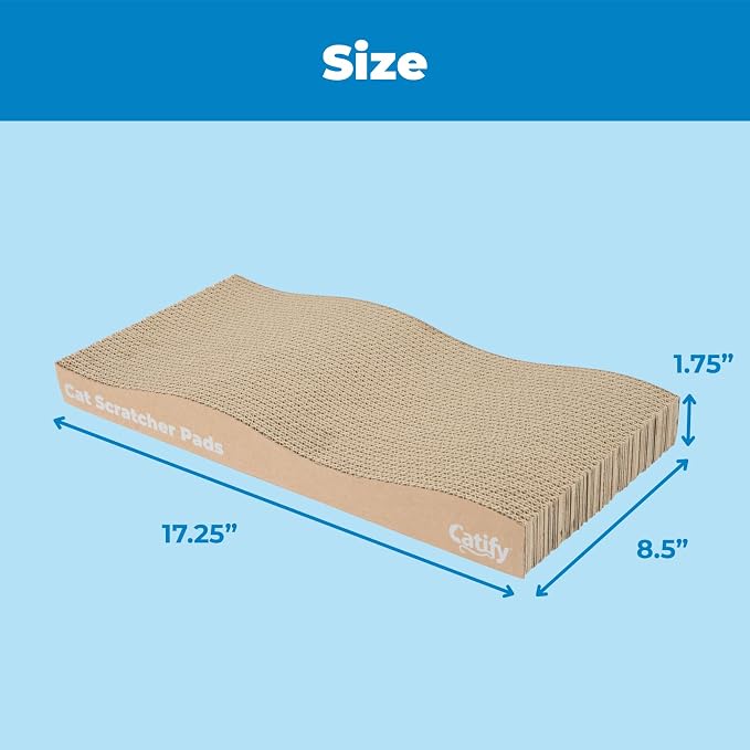 Best Pet Supplies Catify Cat Scratcher Pads - Wave, 2-Pack | Corrugated Cardboard, Double Sided Cat Scratching Pad, Indoor Furniture Protector, Durable, For Kittens and Cats,