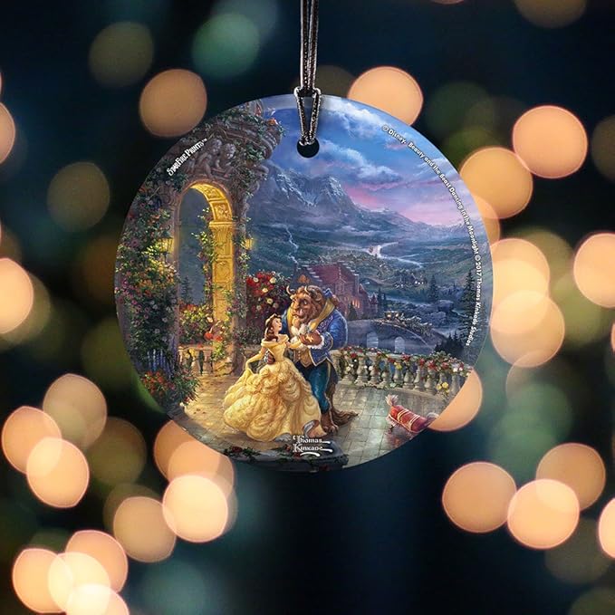 Disney Beauty and The Beast Dancing in The Moonlight 3.5” Starfire Prints Hanging Glass Print Accessory SPCIR736