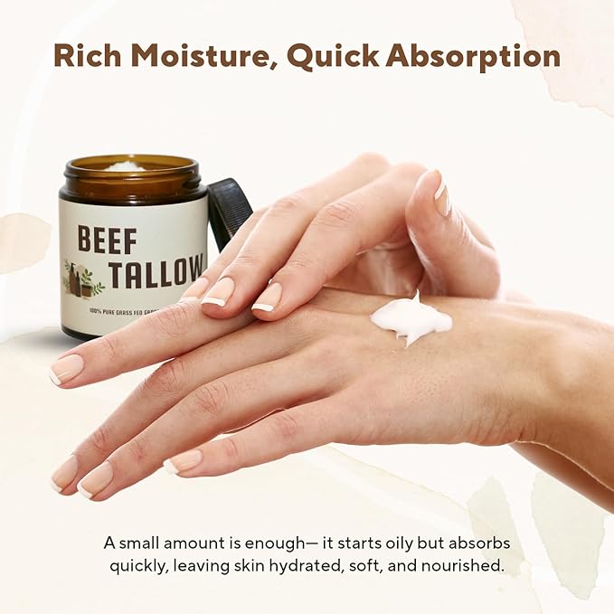 IKARIAN 100% Grass Fed Beef Tallow for Skin Care | Premium Whipped Moisturizer | Face + Body | Single Ingredient, All natural | 4 FL. oz. (Unscented)