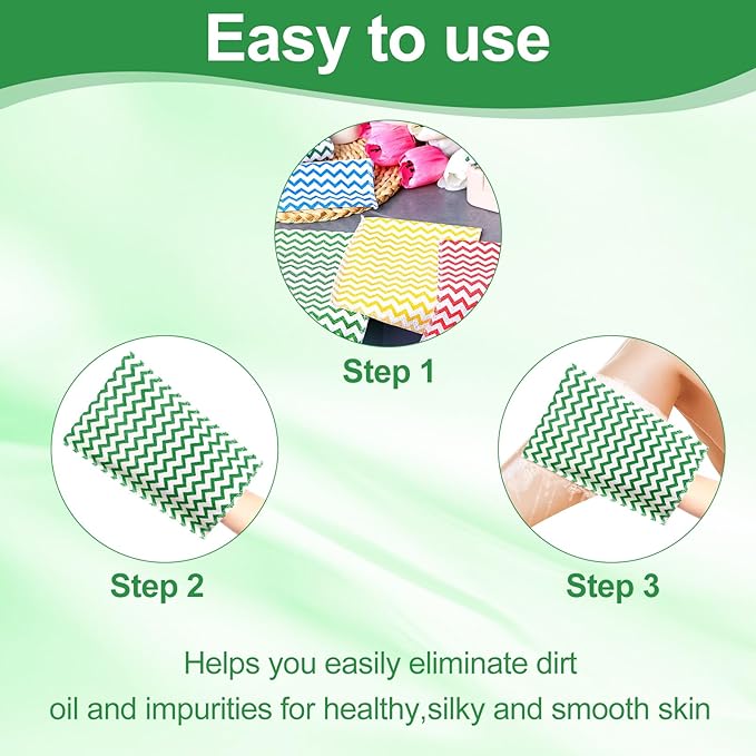 Tatuo 12 Pieces Korean Exfoliating Mitt Glove Italy Towel Body Skin Scrubber Exfoliating Scrubber for Remove Dead Skin Washcloth Korean(Small,Green, Red, Yellow, Blue)