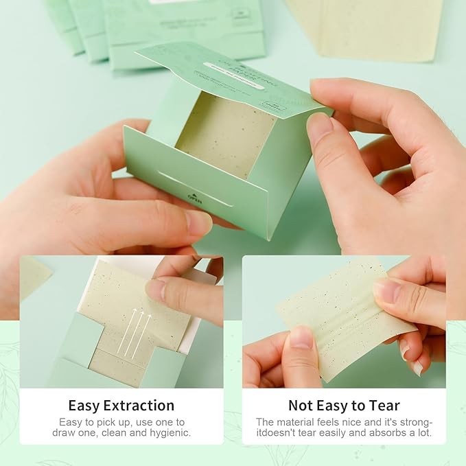 Oil Blotting Sheets for Face Refills Only,DUcare 200 Sheets Green Tea Blotting Paper For Oily Skin