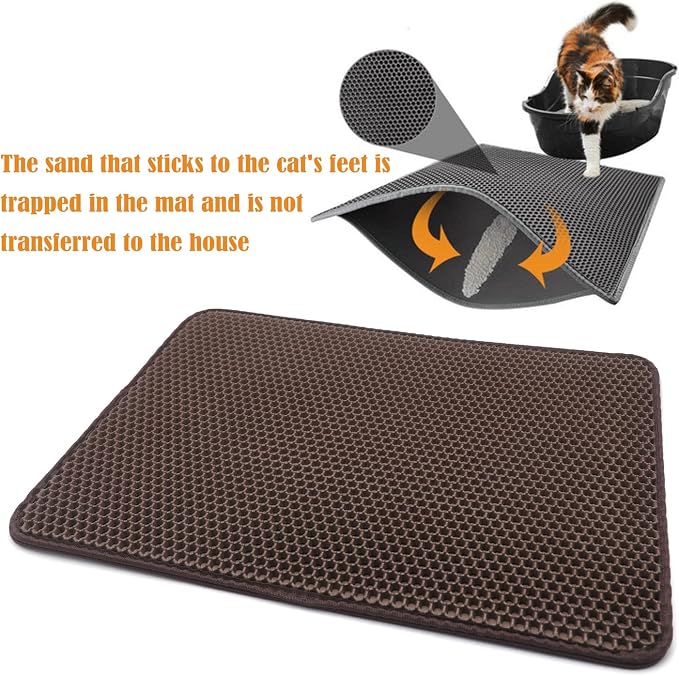 XKMT- Animal Pet Supplies Cats Litter & Housebreaking 40X50 Brown Cat litter Mat Double Layer Pad Trapper Folding Pad EVA Foam Rubber