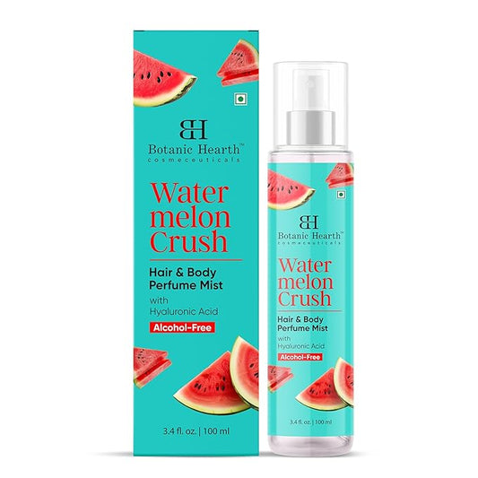 Botanic Hearth Watermelon Hair Perfume & Body Mist, Long-Lasting Hair Deodorizer & Body Scent for Women & Men, Alcohol-Free Clean Fragrance Hair Spray For Everyday Wear, All Day Freshness, 3.4 Fl Oz
