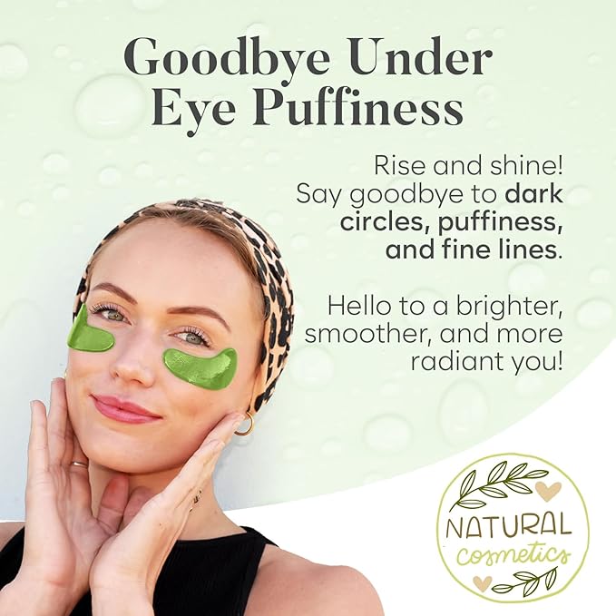 BLOOMORA Green Tea Under Eye Patches (30 Pairs) - For Dark Circles & Puffiness - Hydrating Green Tea Eye Mask