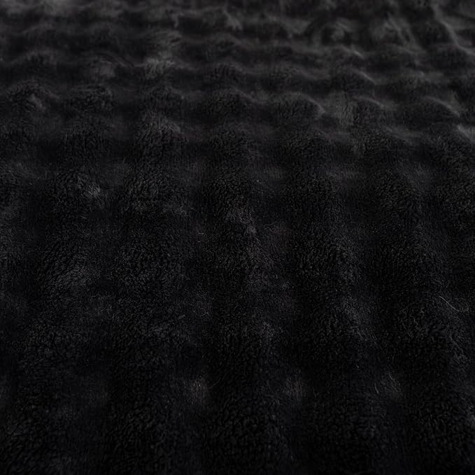 YUSOKI 3D Fleece Bubble Twin Size Blanket,Black, 60"x80" | Ultra Soft, Non-Shedding, Lightweight for All Season Use, stays fluffy after repeated washes, Perfect Gifts, Machine Washable