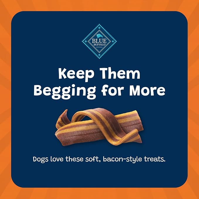 Blue Buffalo Sizzlers Natural Soft Dog Treats, Bacon-Style Soft-Moist Dog Treats with Real USA Pork, Original Flavor, 6-oz Bag, (Pack of 2)
