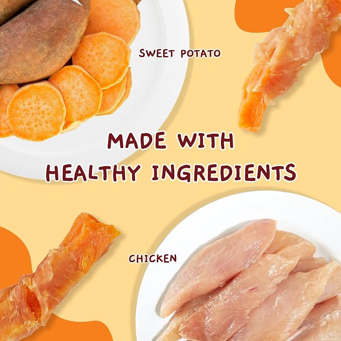 Jungle Calling Chicken & Sweet Potato Treats, Fiber-Rich, Digestible Chews | For Small to Large Dogs, Rawhide Free, Stomach-Friendly, High-Protein, No Artificial Colors, Ideal for Daily Rewards, 10.6 Oz