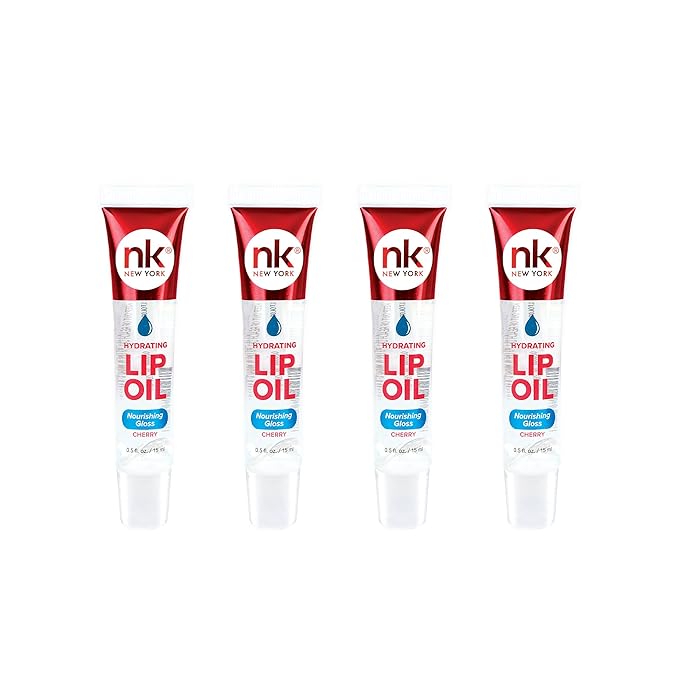 Nicka K Hydrating Lip Oil Nourishing Glass (CHERRY-4PK)