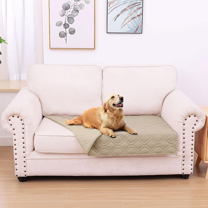 Waterproof Dog Bed Blanket - Soft Pet Blanket & Sofa Cover for Dogs | Reversible Washable Furniture Protector, Couch Covers for Pets (30x53 Inch, Taupe/Taupe)