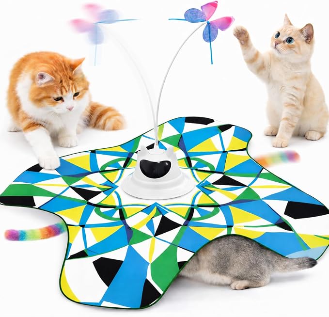 Interactive Cat Toy for Indoor Cats, Rechargeable 3-in-1 Hide & Seek Toy