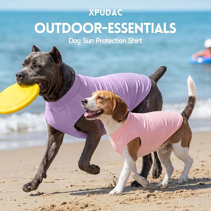 XPUDAC 2 Pack Sun Protection Dog Shirts, Quick Dry Breathable Dog T-Shirt Stretchy Lightweight Sleeveless Pet Summer Clothes for Large Dogs Sensitive Skin Soft Pet Tank Top Vest Girl,5XL
