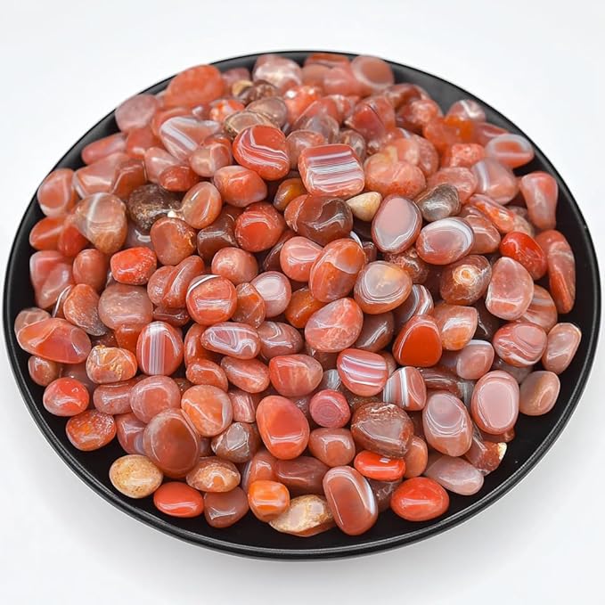 Polished Carnelian Crystal Chips 200 Pcs - 0.3" 10 oz Tumbled Stone Chips Crushed Sea Glass Stones Healing Reiki Crystal Making Home Decoration