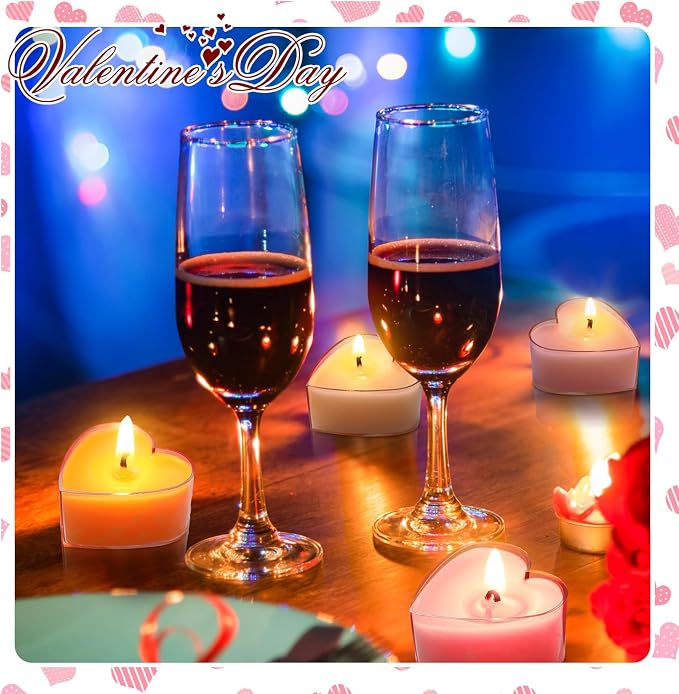Honoson 12 Pack Valentine's Day Heart Tea Lights Candles Heart Tea Light Natural Wax Scented 6 Scents Conversation Candles for Spring Easter Wedding Engagement Gifting Aromatherapy Anniversary Decor