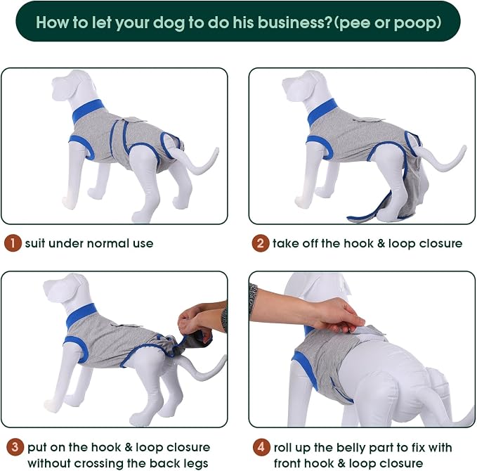 Kuoser Recovery Suit for Dogs Cats, Soft Dog Surgery Suit Female Male Spay | Professional Dog Onesie for Surgery, Substitute E-Collar & Cone, Prevent Licking Dog surgical suit Pet Neuter Suit