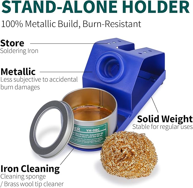 YIHUA M-2 Soldering Iron Holder, Heat-resistant Tip Cleaner with Brass Wool Tip Cleaner and Cleaning Sponge for Stable Soldering Iron Storage and Cleaning