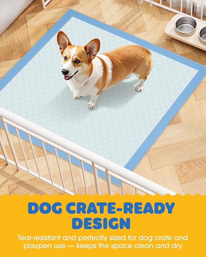 Powools Puppy Pads for Dogs, 22 x 22 in, 6-Layer, Leak-Proof, 150-Pack | Large Pee Pads for Dogs Potty Training, Quick-Dry Design, Wee Wee Pads for Dogs, Puppy Training Pads
