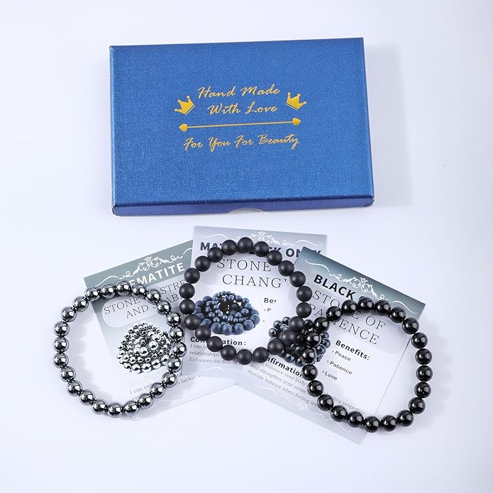 NCB 2.3-Piece 4mm Natural Crystal Gemstone Stretch Bracelets – Handmade Reiki Energy Healing Jewelry for Meditation,Yoga, Unisex
