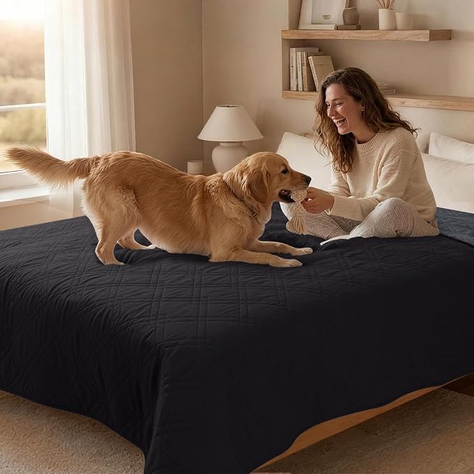 100% Waterproof Washable Dog Blanket， Black+Blackish Gray 30"x30" | ,7-Layer Reversible Couch Covers for Dogs Met for Sofa Furniture Car Camping