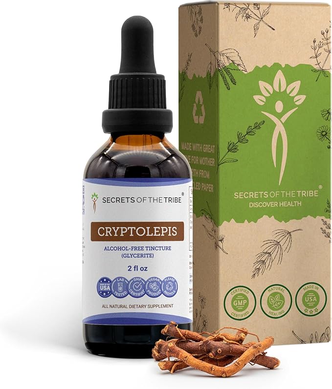 Secrets of the Tribe Cryptolepis Tincture Alcohol-Free Extract, High-Potency Herbal Drops, Tincture Made from Wildcrafted Cryptolepis Sanguinolenta 2 oz