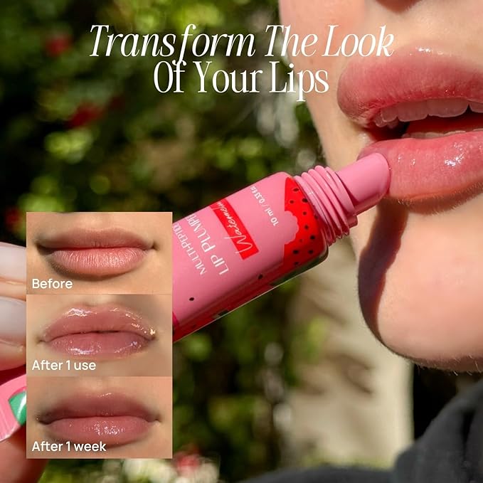 YUGLO Lip Plumping Gloss with Multi-Peptides | Watermelon Flavor | Hydrating & Nourishing Lip Gloss Treatment for Smooth, Youthful Lips | High-Shine Lip Plumper
