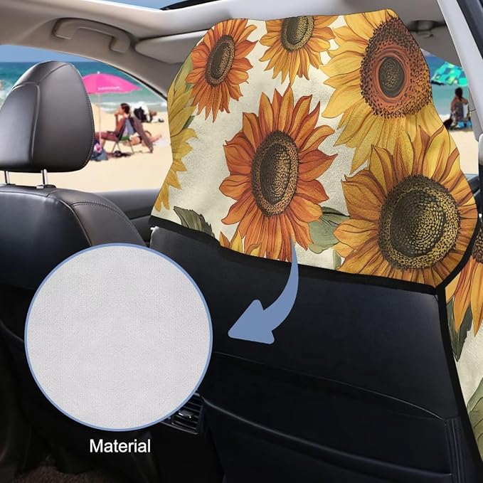 INSTANTARTS Sunflower Car Seat Cover Protector Sweat Towel Multi-Functional Car Towel Quick-Dry Car Seat Cover