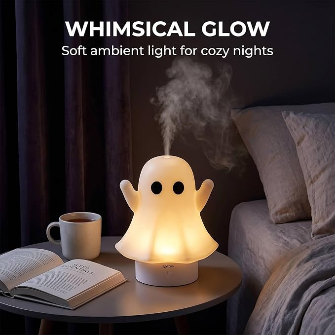 Cute Ghost Essential Oil Diffuser, 120ML Ultrasonic Cool Mist Humidifier with 7 Color Night Light & Auto Shut-Off, Ghost Room Decor for Bedroom & Office, Aromatherapy Gift for Women & Kids
