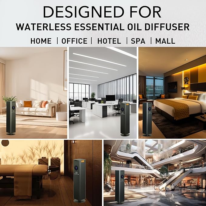 Waterless Diffuser 1500ml - Large 25in Essential Oil Diffuser - 4500 Sq. Ft Coverage, WiFi & APP & Touch Control, Hotel Collection Diffusers for Whole House,Office,Mall (Titanium Gray)