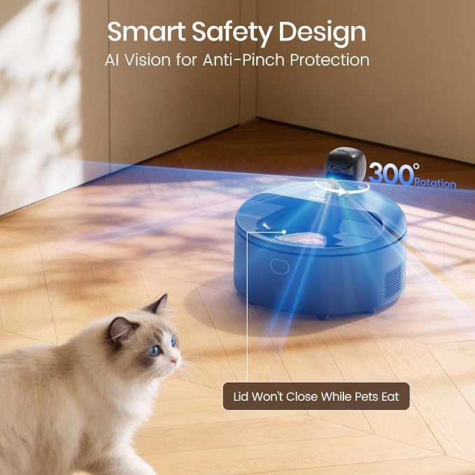 Automatic Wet Food Cat Feeder with 3MP Camera, App Control, Dual Semiconductor Cooling, Heating Feeding Area, 5 Stainless Steel Trays Pet Food Dispenser