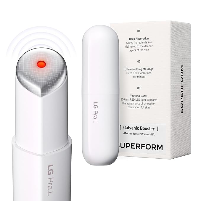 LG Pra.L Superform Galvanic Booster Mystic White, 1min booster for ageless skin, anti-aging and firming pocket booster, Korean skincare, glow on the go, Serum booster device, Gift, Stocking Stuffers