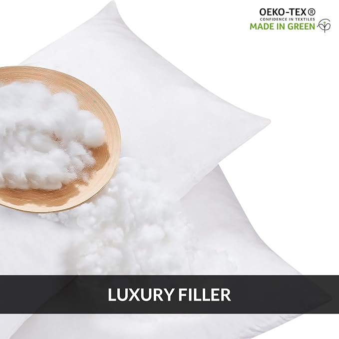 ROYALE LINENS 12x20 Pillow Insert - Down Alternative Throw Pillows Insert - Rectangle Pillow Pack of 2 White - Bed & Couch Pillows - Inner Cushion for Bed, Cushion for Living Room - Shams Stuffer