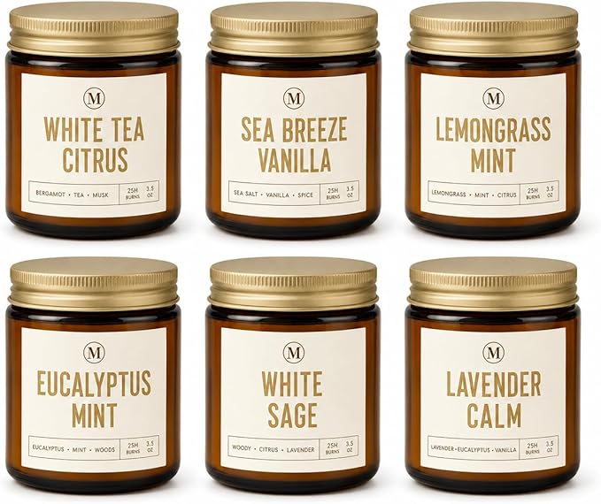 6 Pack Candles for Home Scented - 6 x 3.5oz Soy Wax Candles, 20-25 Hours Long Burn Time, Aromatherapy Candles Gifts Sets for Women Birthday