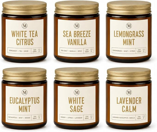 6 Pack Candles for Home Scented - 6 x 3.5oz Soy Wax Candles, 20-25 Hours Long Burn Time, Aromatherapy Candles Gifts Sets for Women Birthday