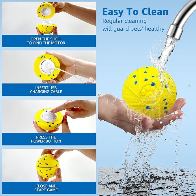 Dolita Interactive Dog Toy with Remote 3 Modes Moves Vibrating Ball, Self Bouncing Dog Ball, Smart Automatic Rolling Ball, E-TPU Material for Large/Medium Dogs