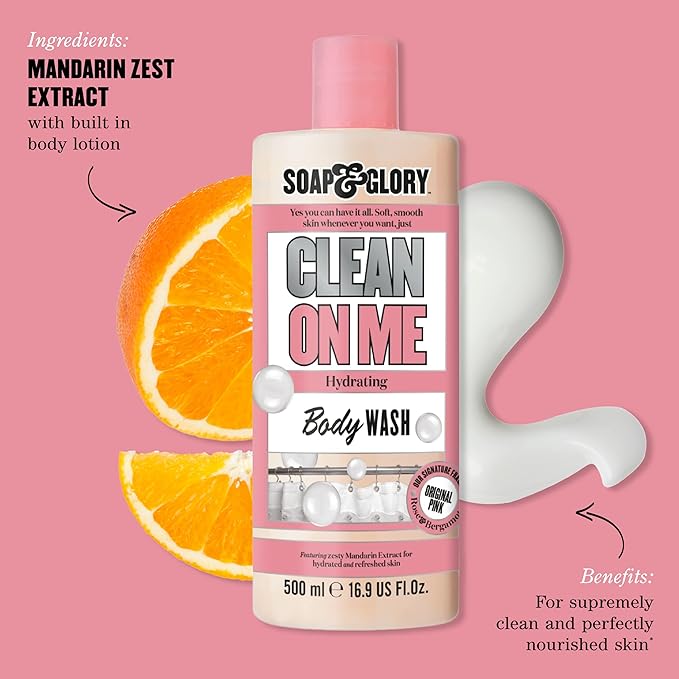 Soap & Glory Original Pink Body Wash for Women - Rose & Bergamot Shower Gel for Dry Skin - Moisturizing Body Soap for Soft, Hydrated Skin - Original Pink (16.9 fl oz)