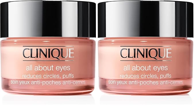 Clinique All About Eyes Lightweight Eye Cream With Vitamin C | Hydrating,Brightening,Depuffing + Dark Circle Reducing,1 Ounce,(Pack of 2)