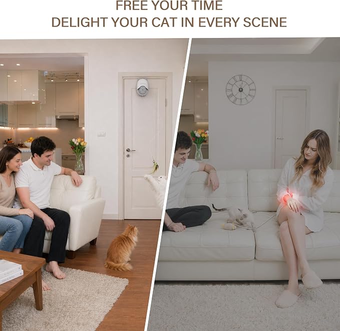 Interactive Cat Toys for Indoor Cats, Automatic Wand Cat Toy with 2 Smart Motion Modes, USB Rechargeable Electric Teaser with Clip, Self Play Enrichment Toy for cat (Flying Bird&Caterpillar)