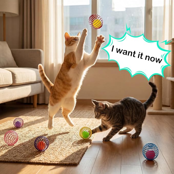 Jecery 5 Pcs Cat Toys Spring,Glow Ball,Multicolor