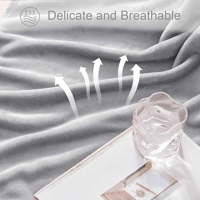 Exclusivo Mezcla Soft Fleece Blanket Cal King Size for Bed, Light Grey | 120x120 Inches, Double-Sided Brushed Flannel, Lightweight Plush Cozy Blanket for Home Decor, All Season, Machine Washable