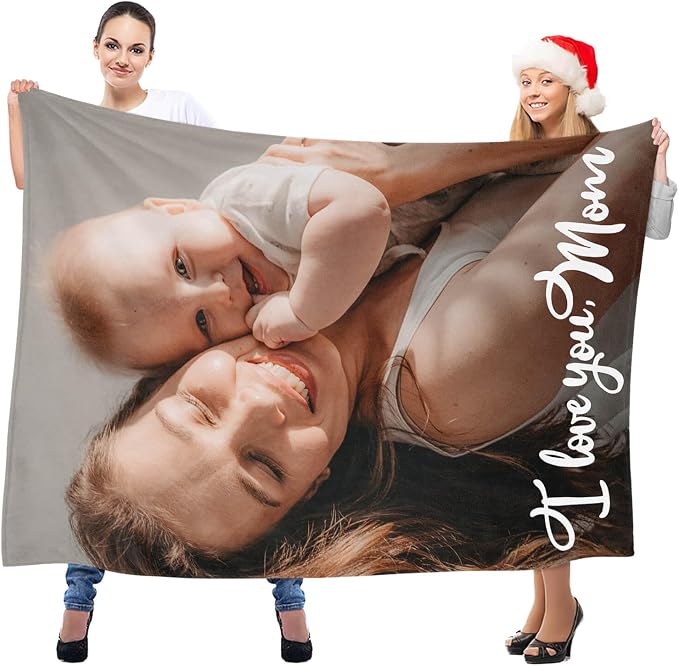 inkArts Custom Blanket with Photo, Personalized Blanket, Customized Photo Blankets, Customizable Picture Blankets, Personalized Mom Blanket Gifts for Mom Baby Kid Family