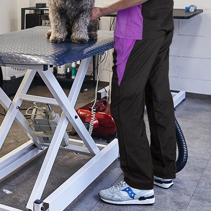 Pet Groomer Trousers with Pockets, Elastic Waist, XL Size, Full Length | Anti-Static & Splash Proof Pet Beautician Uniforms, Hair Repellent Smock & Trousers for Professional Dog Cat Grooming Salon