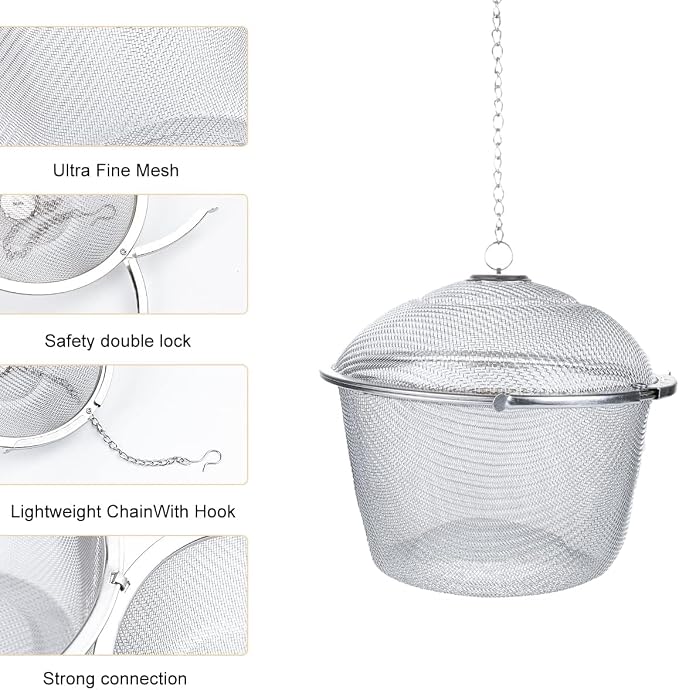 Extra Large Stainless Steel Twist Lock Mesh Tea Ball Tea Strainer Filter Spice Infuser 11cm/4.3 inch
