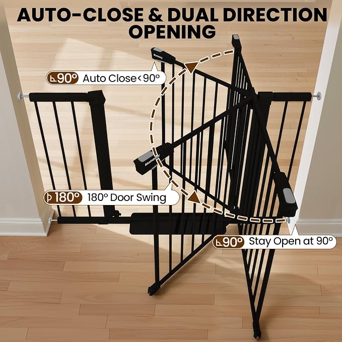 Mumeasy Baby Gate for Stairs, 29.7-46" Walk Through Dog Gate Indoor
