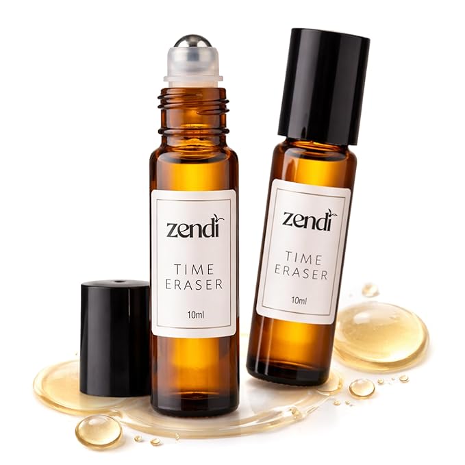 Zendi™ Pack of 2-10 ml Under Eye Dark Circle Remover & Puffiness Corrector – Eye Serum Roller with Organic Frankincense & Castor Oil, Amber Glass Roll On