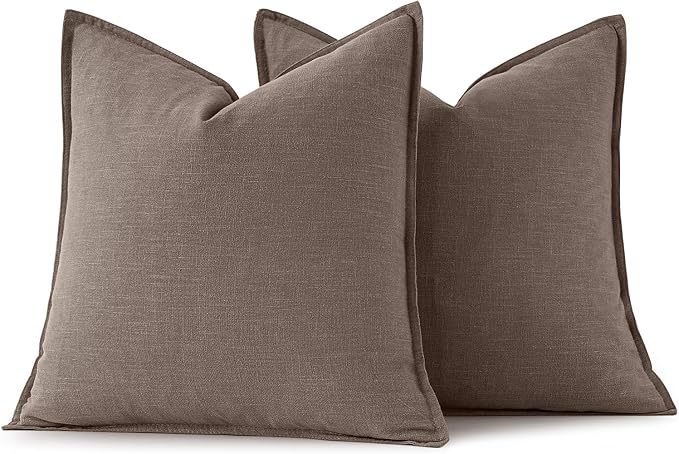 MIULEE Decorative Linen Pillow Covers 18x18 Inch Malt Ball | Boho Farmhouse Fall Autumn Couch Throw Pillows for Bed, Pack of 2 Accent Modern Pillowcases, Sofa Livingroom Home Decor