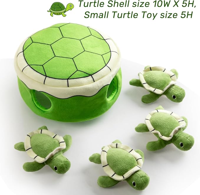 Hollypet Squeaky Hide and Seek Dog Toys for Small and Medium Dogs, Turtle