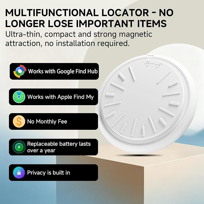 [Apple MFi and Google Certified] (iOS and Android) Air Tracker Tags-4 Pack, Bluetooth Tracker for Find My Device, Replaceable Battery,Item Locator Smart Tag for Keys, Bags, Luggage,Suitcases,White