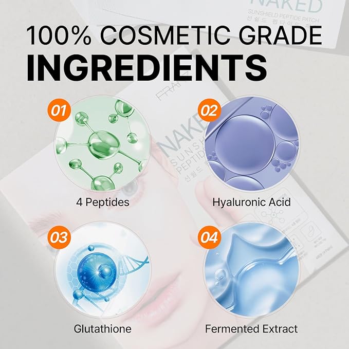 FRANZ UV Protection Peptide Sun Patches, Ultra-Thin Sunshield for Face, 4 Pairs (Regular Size), Anti-Aging & Skin Rejuvenation, Perfect for Outdoor Sports – Golf, Hiking, Driving, Korean Skincare