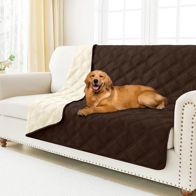 Smiry Waterproof Dog Bed Cover, Reversible Pet Blanket for Sofa Couch | Soft Washable Dog Blanket, Leakproof Couch Cover for Dogs Cats & Furniture Protection, 52x82, Chocolate/Beige
